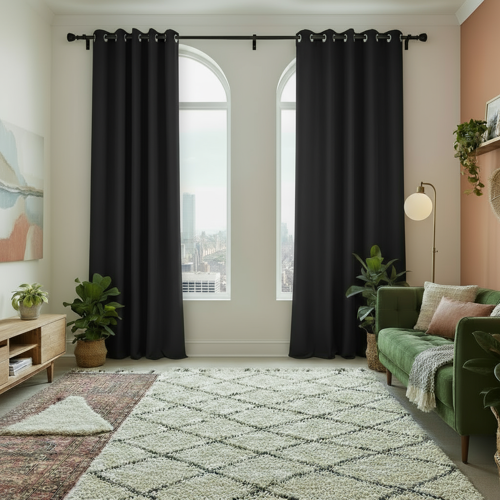 Staccato Homes Grommet Top Thermal Insulated Black Out Curtains