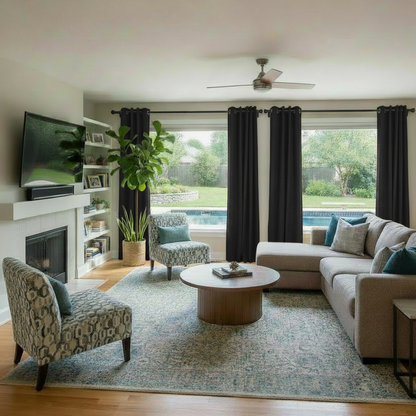 Staccato Homes Grommet Top Thermal Insulated Black Out Curtains