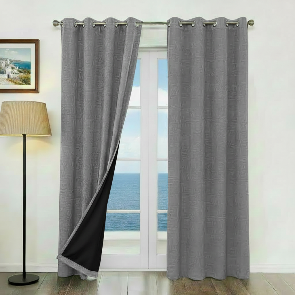 Staccato Homes Grommet Top Blackout Curtains – Black Back Coating