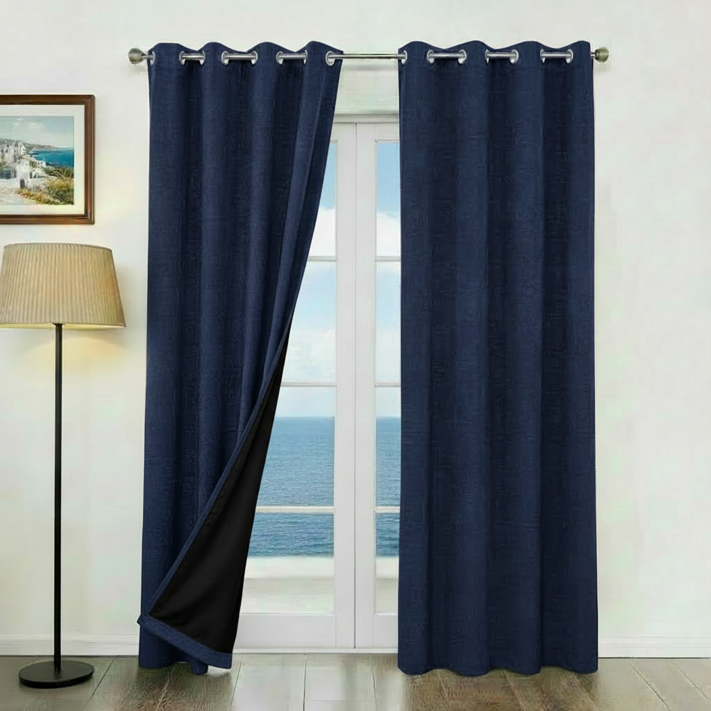 Staccato Homes Grommet Top Blackout Curtains – Black Back Coating
