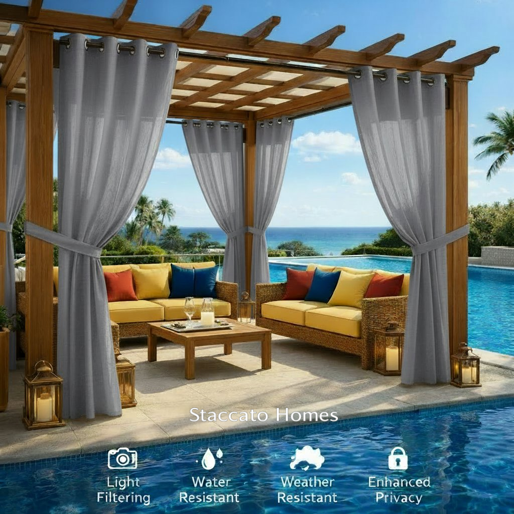 Staccato Homes Grommet Top Light Filtering Outdoor Curtains